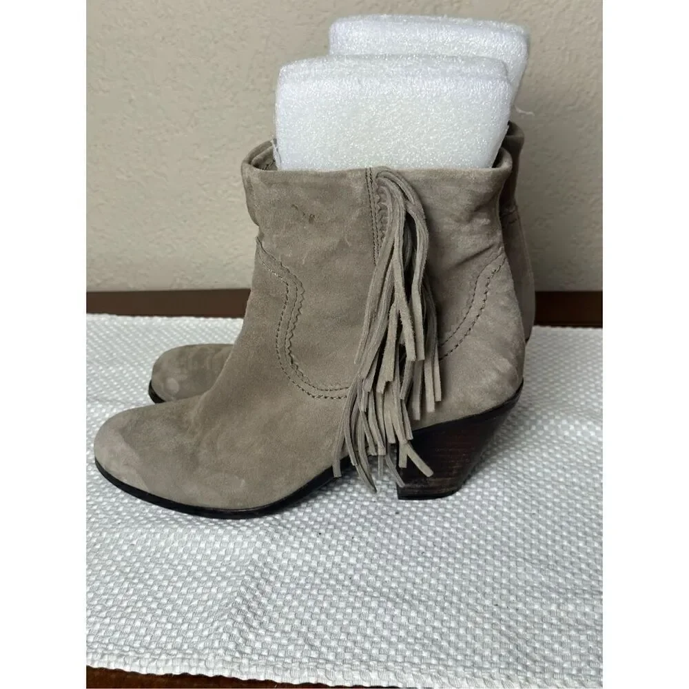 Sam Edelman taupe fringe booties size 7.5